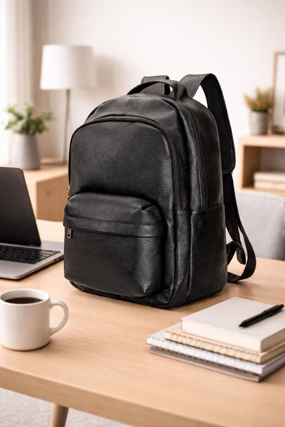 Black Leather-look Backpack - Backpack from Tin Bucket Mercantile