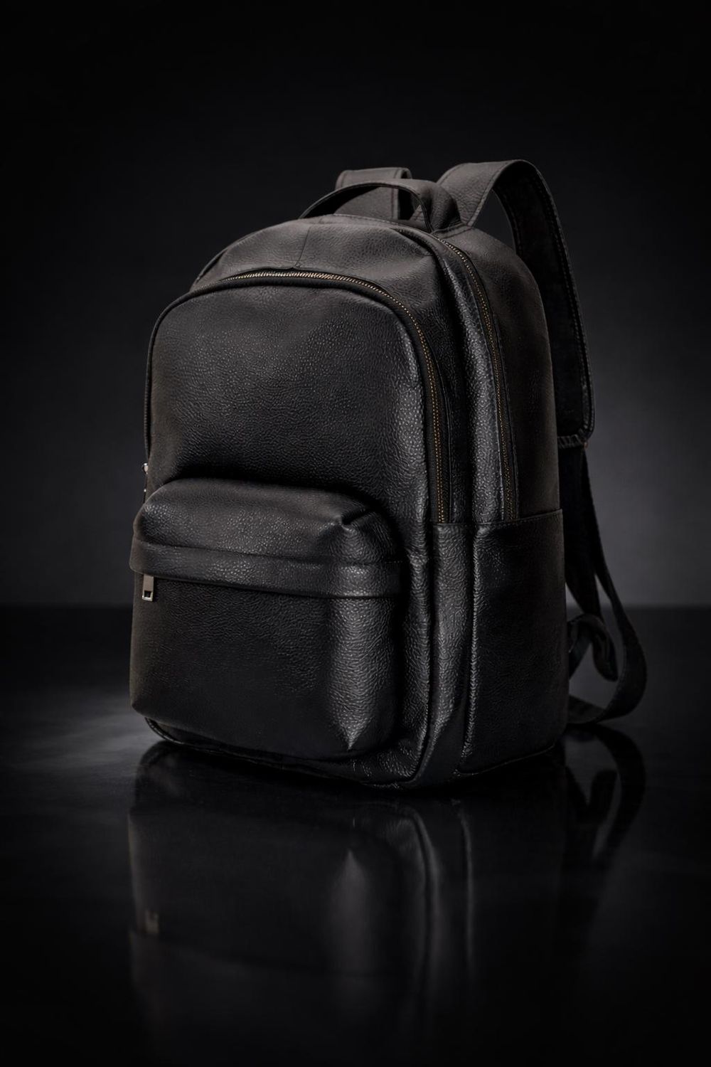 Black Leather-look Backpack detail photo 3