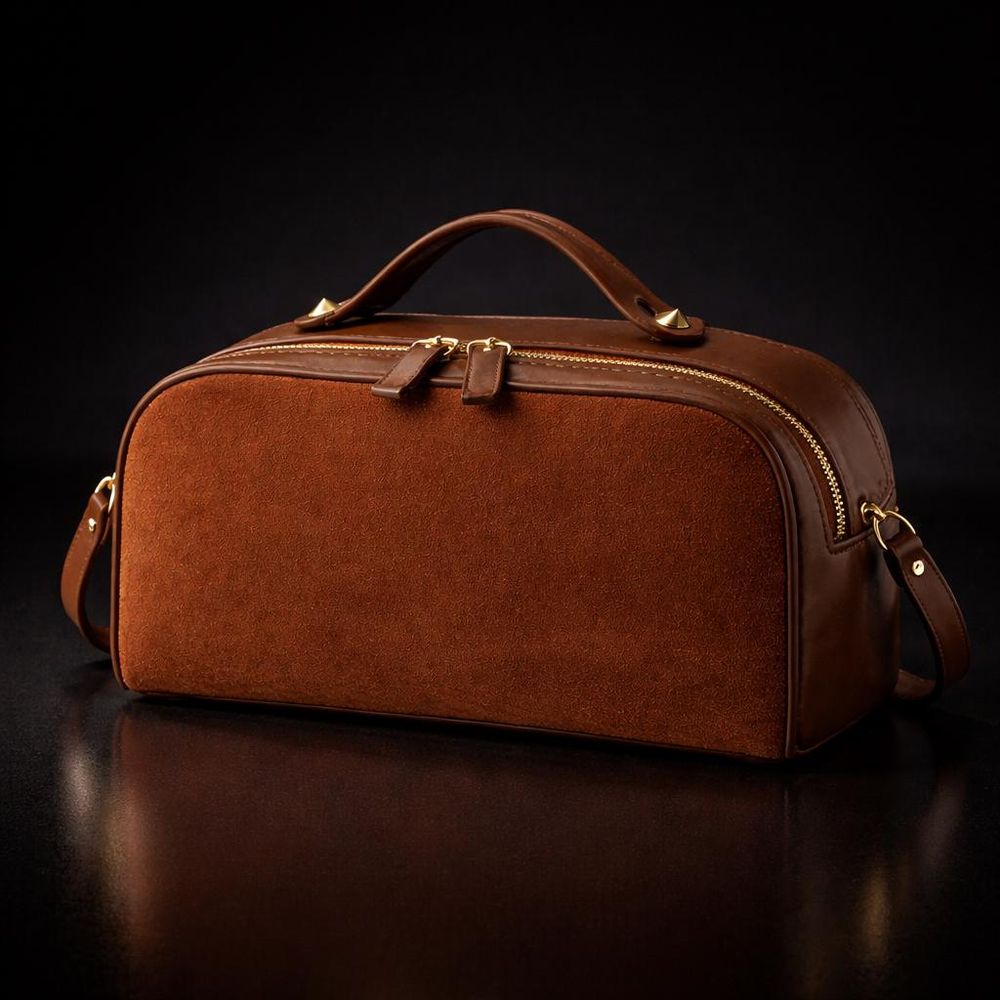 Brown Leather Toiletry Bag detail photo 4
