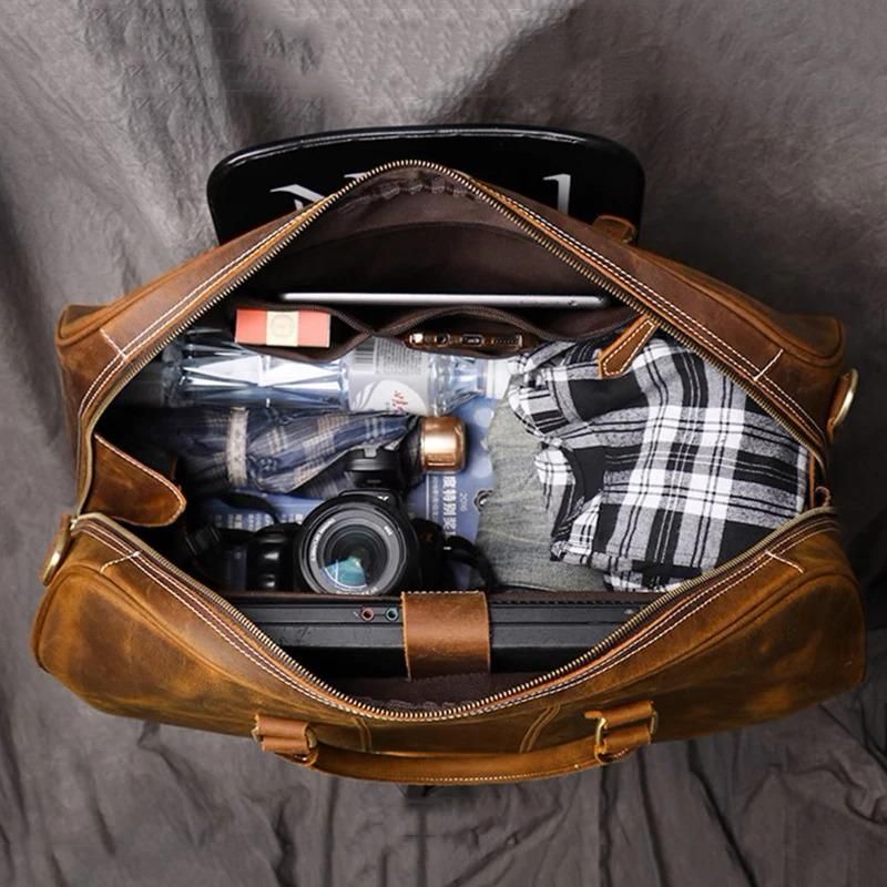 Crazy Horse Leather Duffel Bag detail photo 4