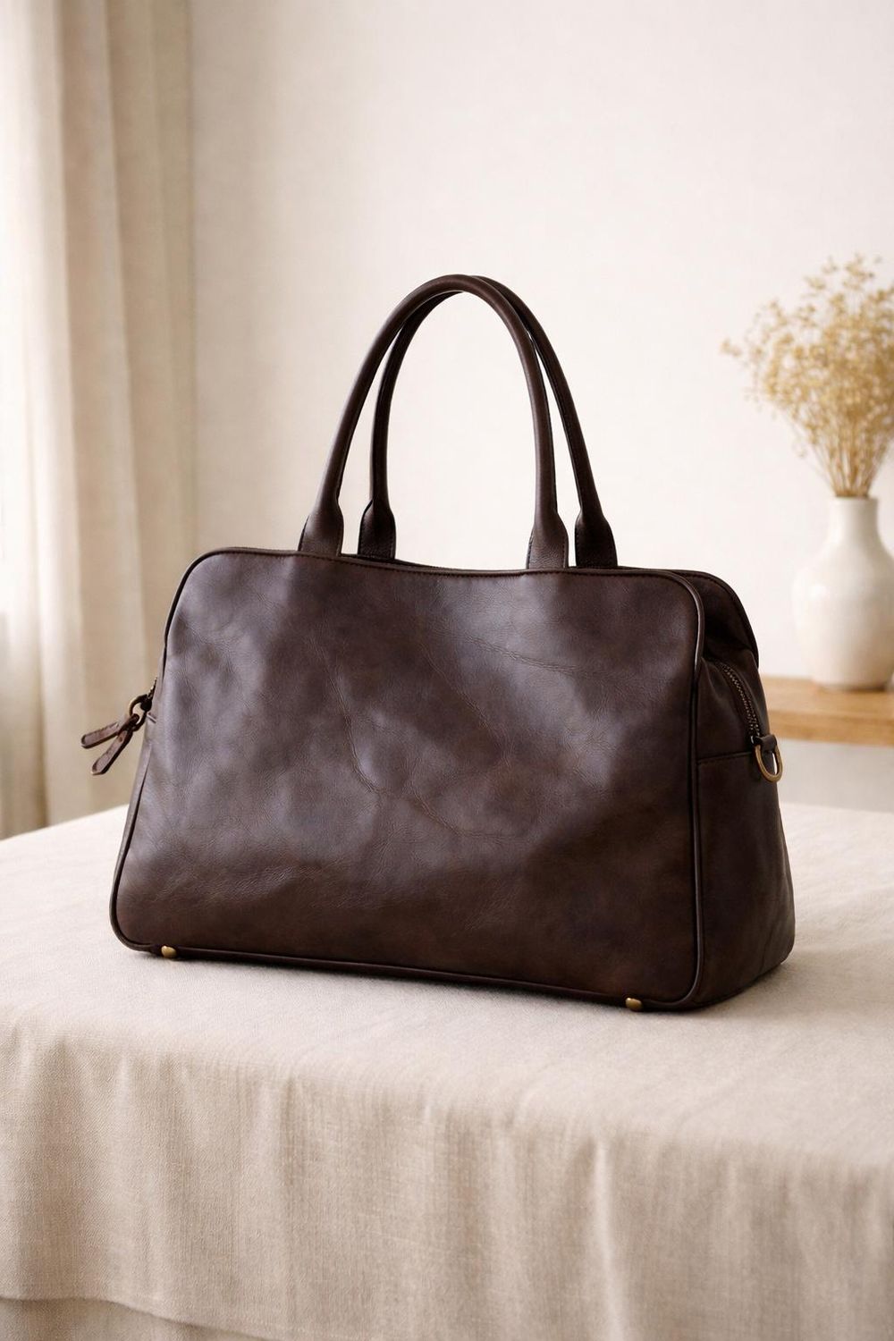 Elegant Cowhide Leather Handbag – Large Capacity - Travel Bag from Tin Bucket Mercantile