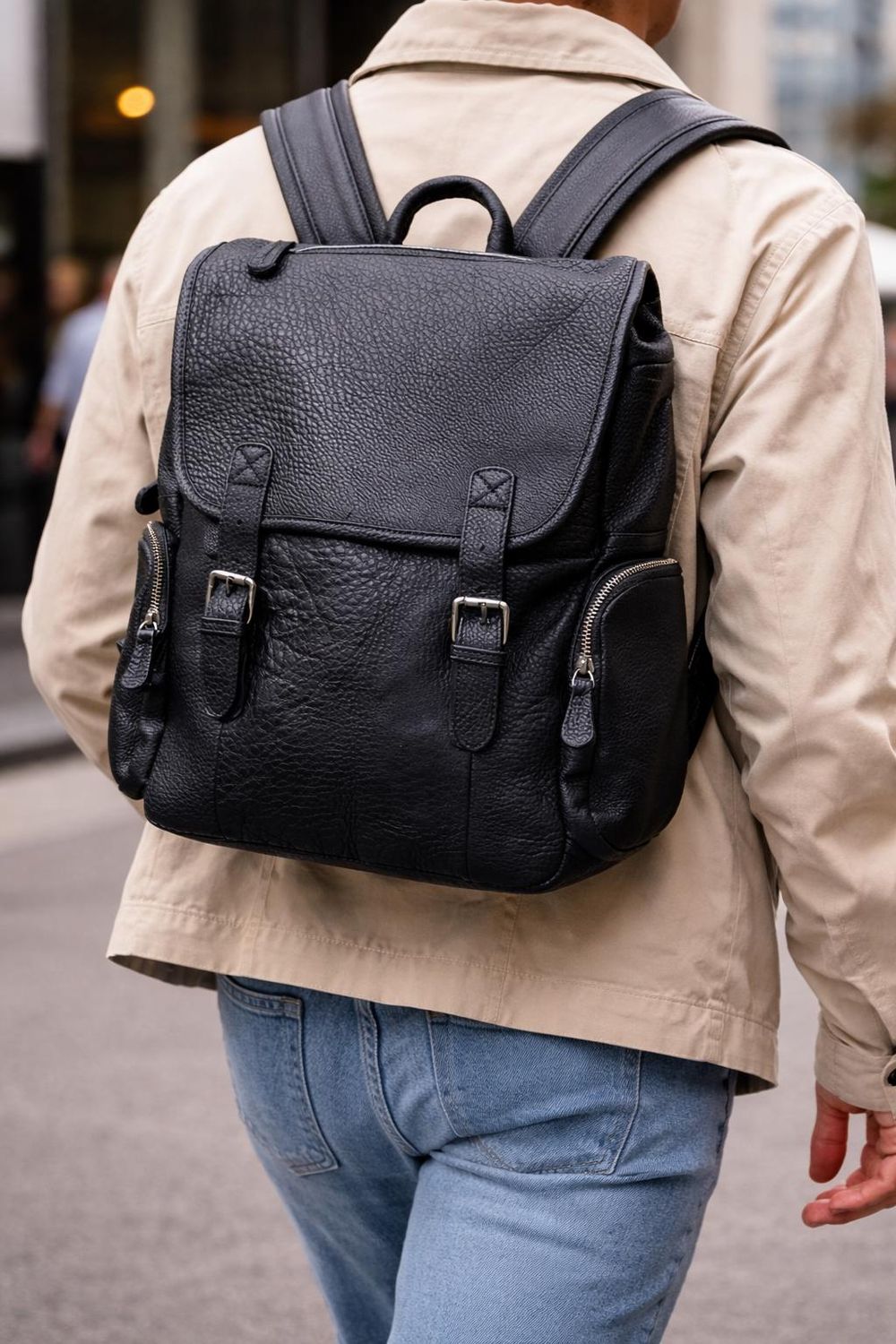 First Layer Leather Men Backpack detail photo 2