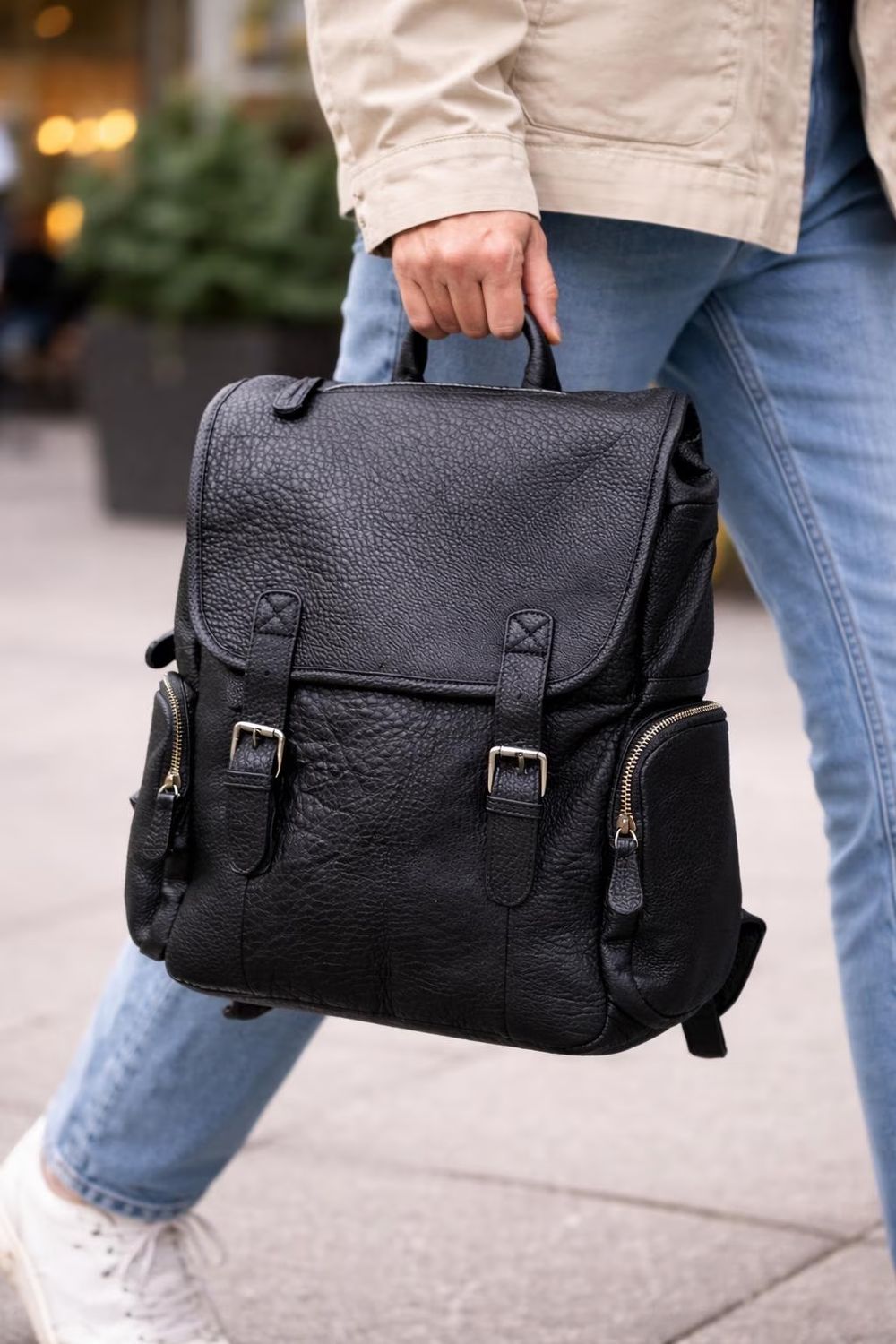 First Layer Leather Men Backpack detail photo 4