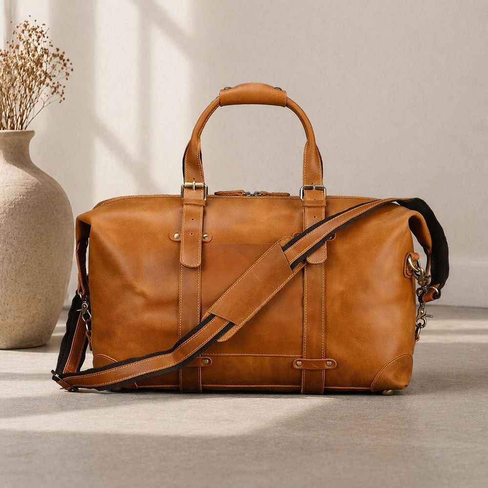 Genuine Crazy Horse Leather Men’s Travel Duffel - Travel Bag from Tin Bucket Mercantile