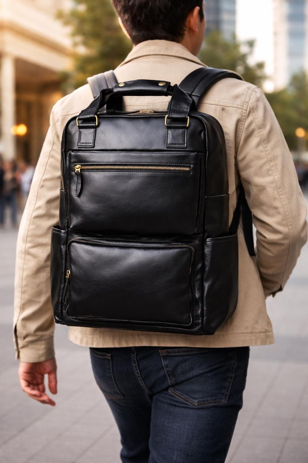 Genuine Leather Backpack Men – Large Capacity detail photo 3