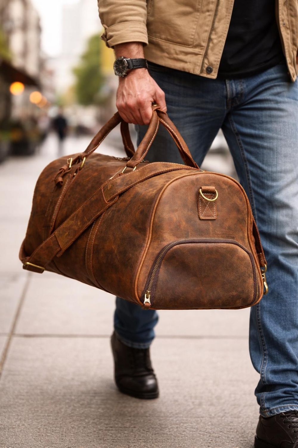 Genuine Leather Duffel Bag – Vintage Style - Travel Bag from Tin Bucket Mercantile