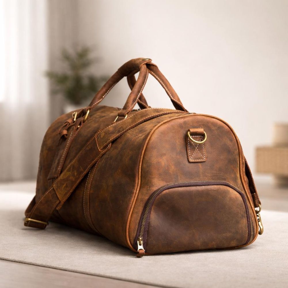 Genuine Leather Duffel Bag – Vintage Style detail photo 2