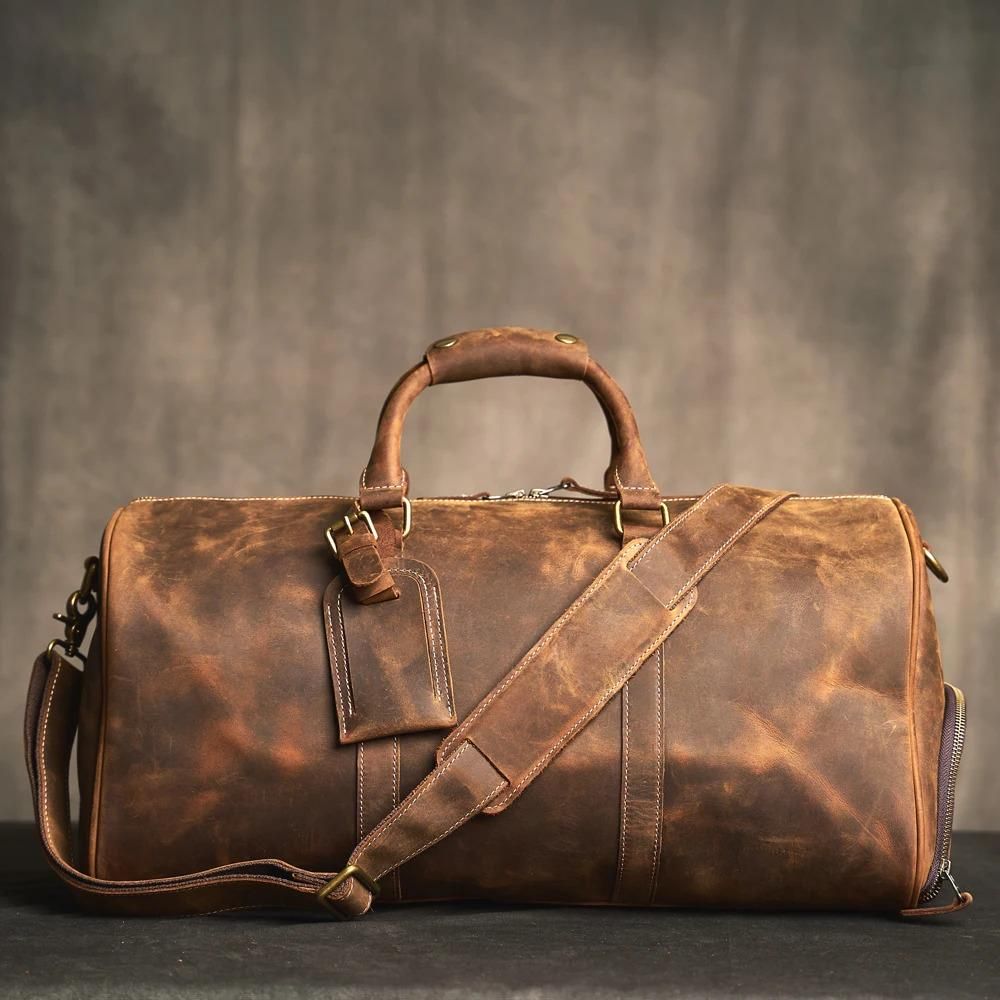 Genuine Leather Duffel Bag – Vintage Style detail photo 3