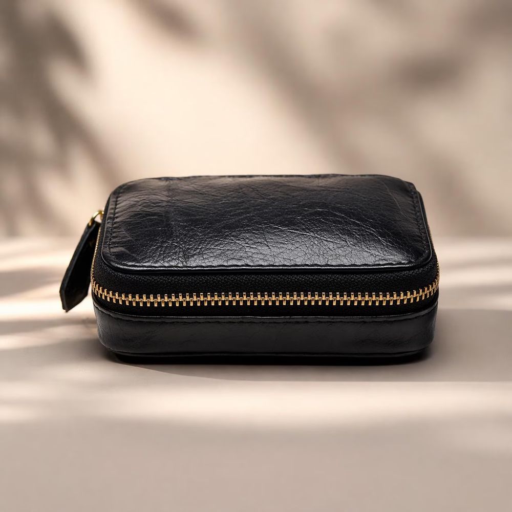 Genuine Leather Lipstick Bag - Small Square - Cosmetic Bag from Tin Bucket Mercantile