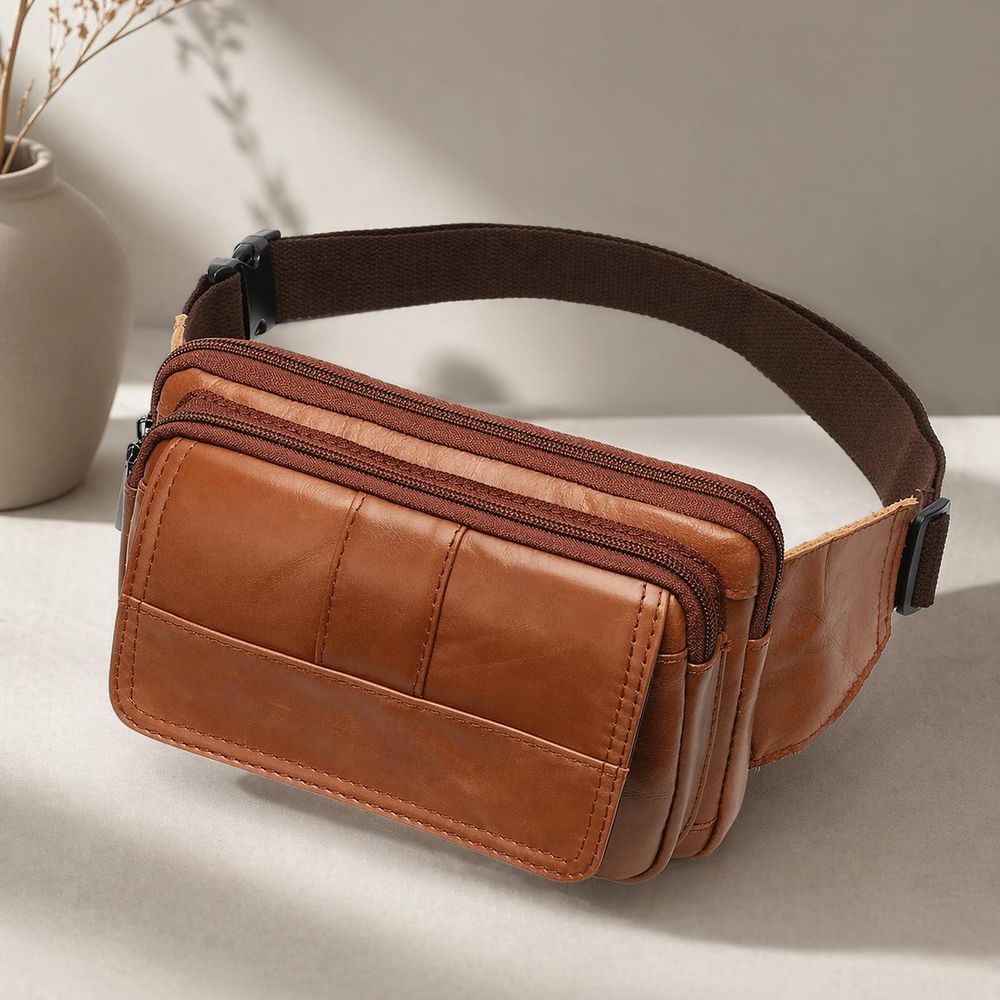 Genuine Leather Men's Waist Bag detail photo 2