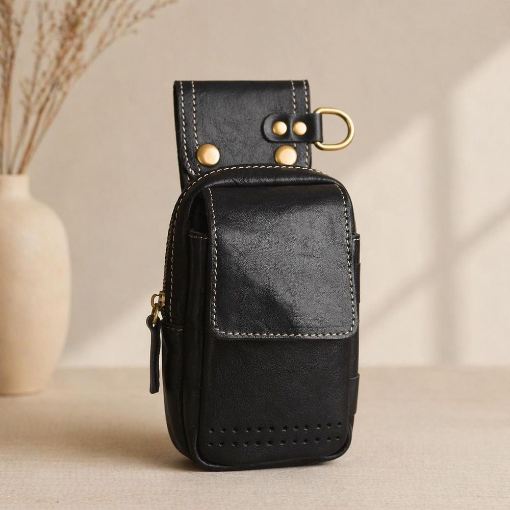 Genuine Leather Men’s Waist Bag detail photo 2