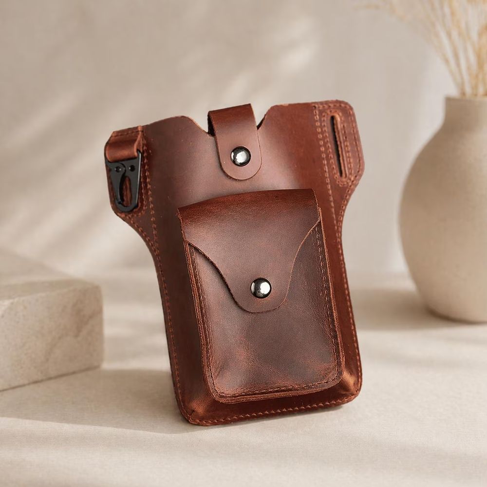 Genuine Leather Men’s Waist Bag, Retro Phone - Waist Bag from Tin Bucket Mercantile