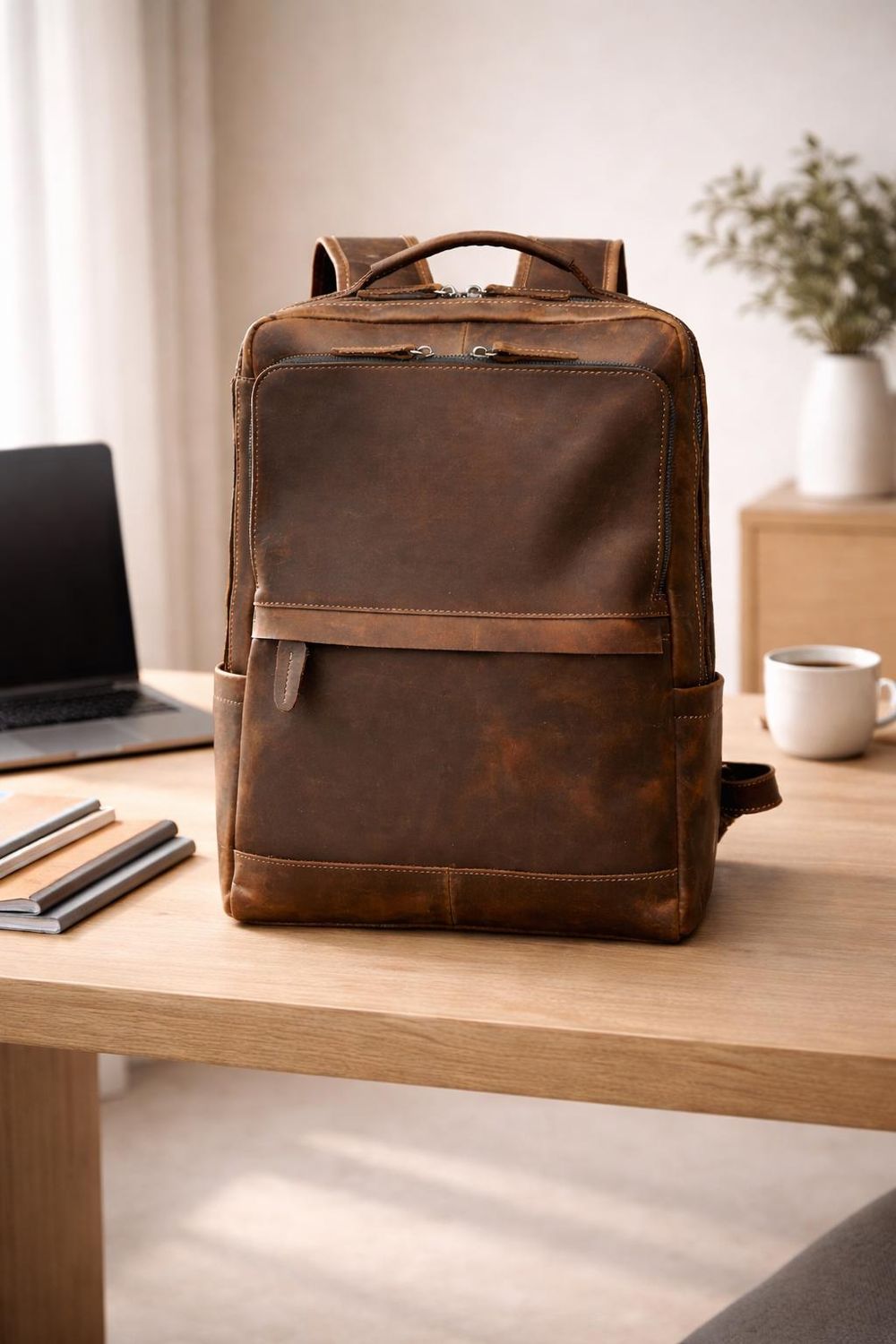 Genuine Leather Retro Backpack detail photo 4