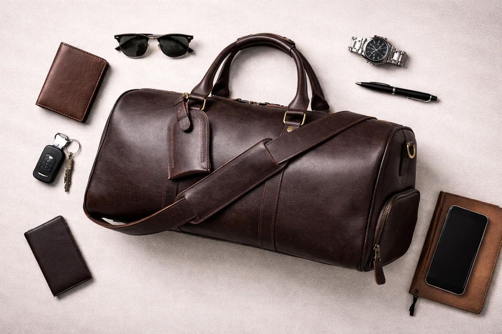 Genuine Leather Travel Duffel Bag – Luxury detail photo 2
