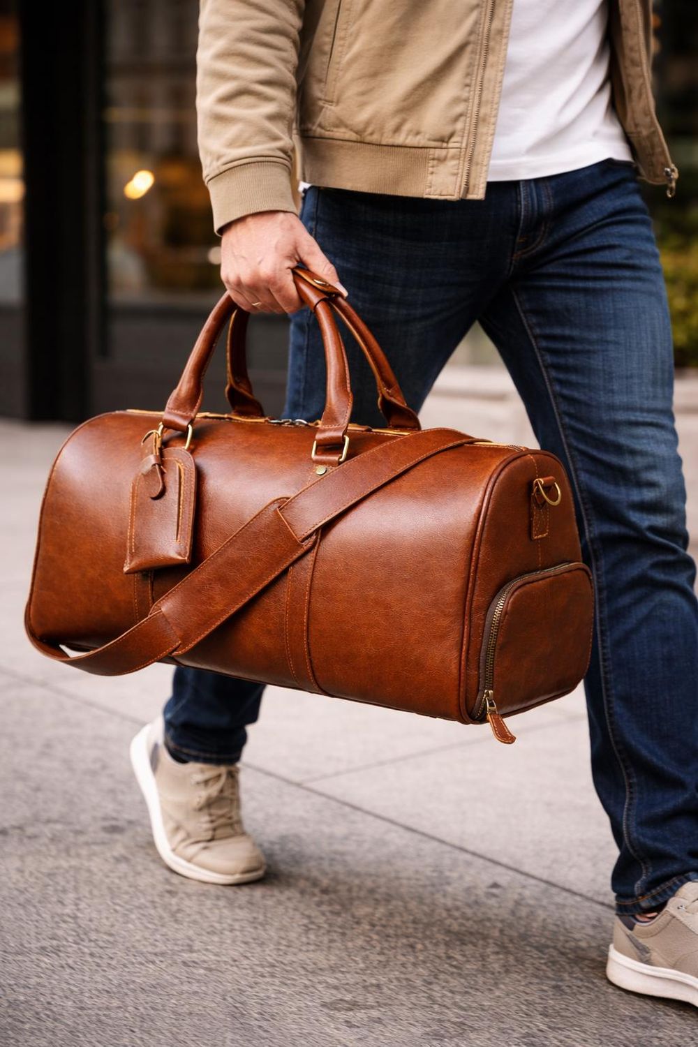 Genuine Leather Travel Duffel Bag – Luxury detail photo 3