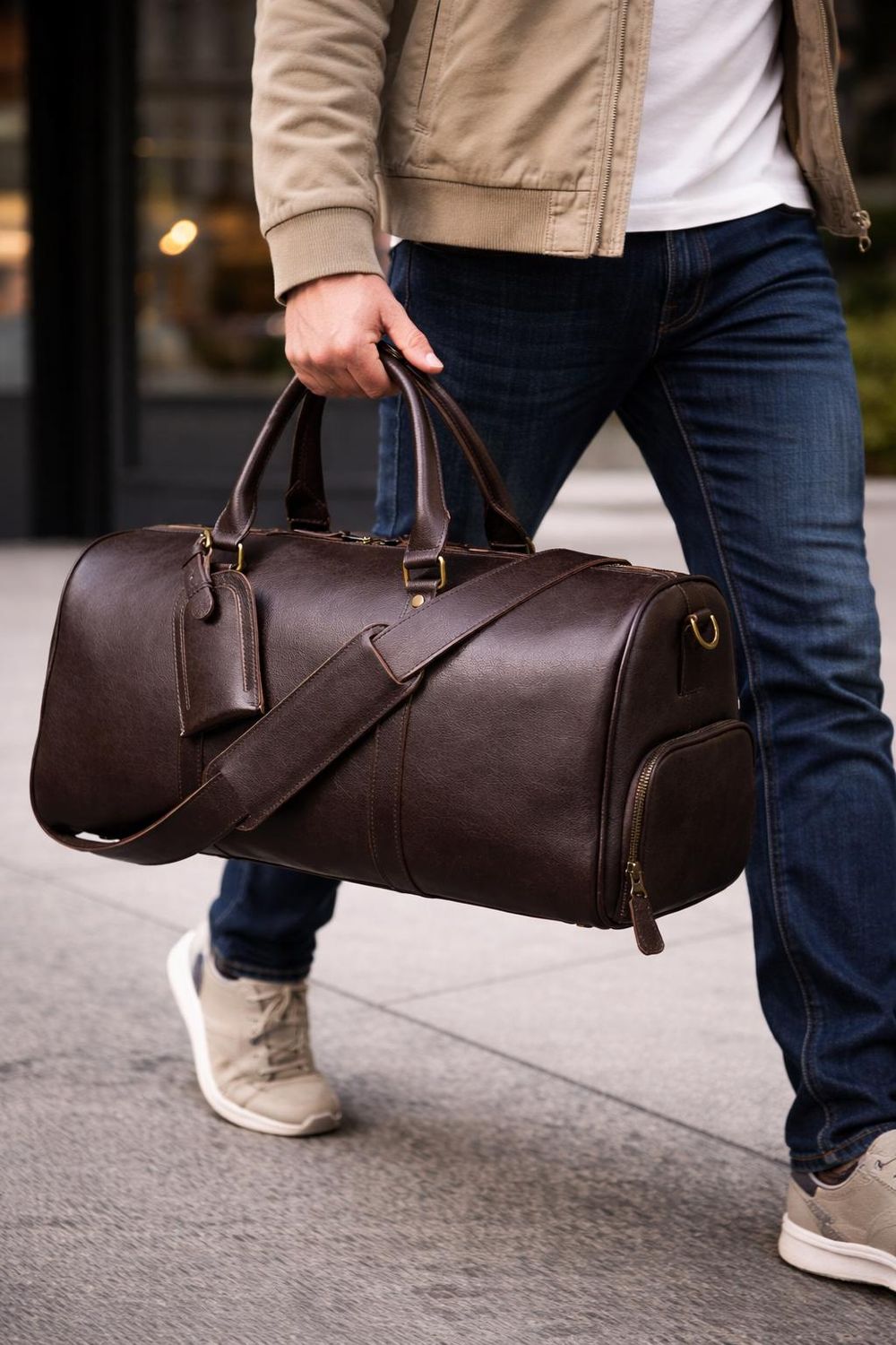 Genuine Leather Travel Duffel Bag – Luxury detail photo 4