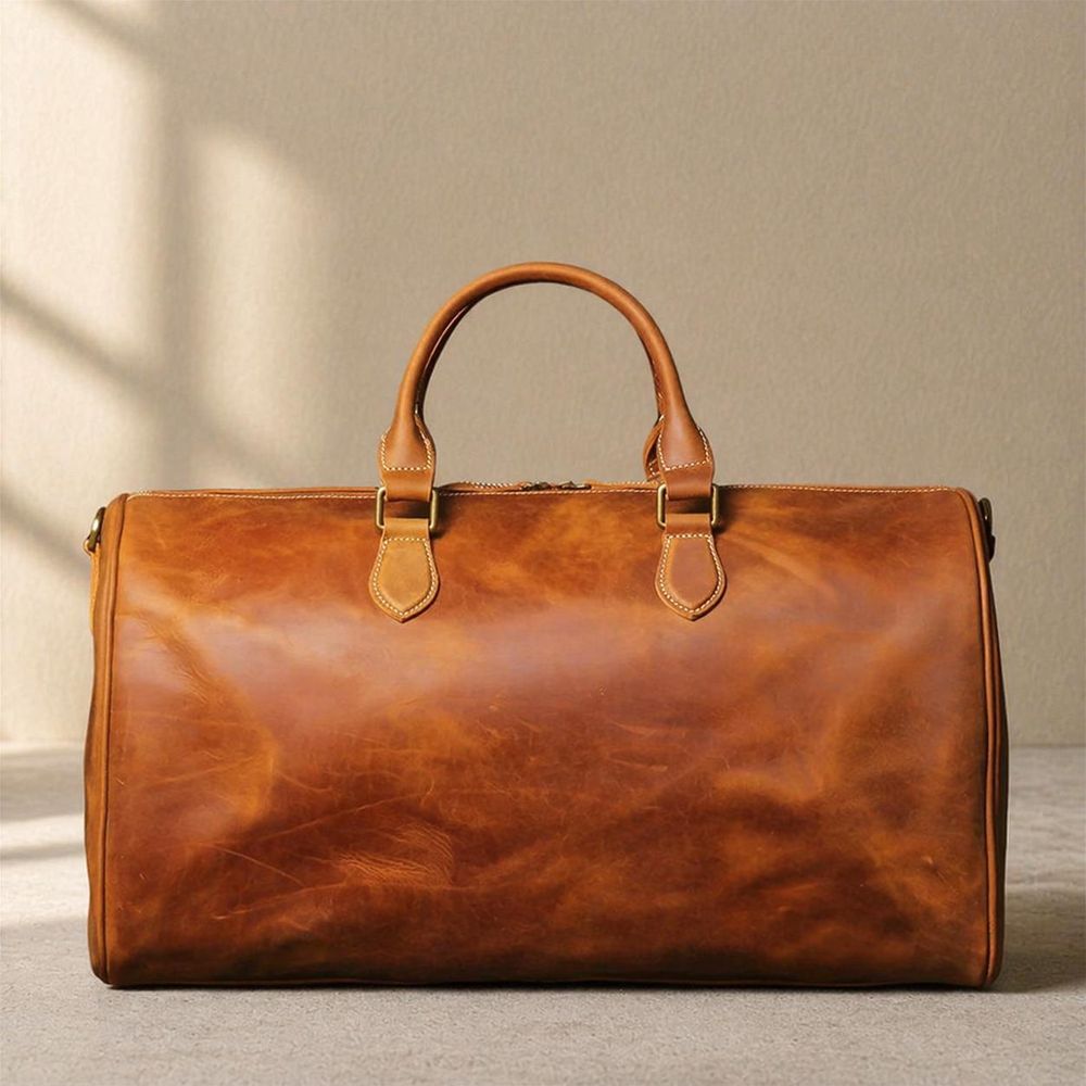 Genuine Leather Vintage Crazy Horse Travel Bag detail photo 2
