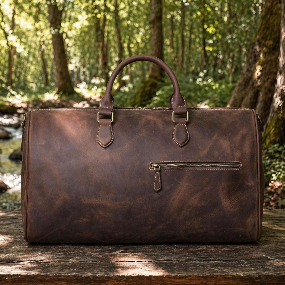 Genuine Leather Vintage Crazy Horse Travel Bag detail photo 3