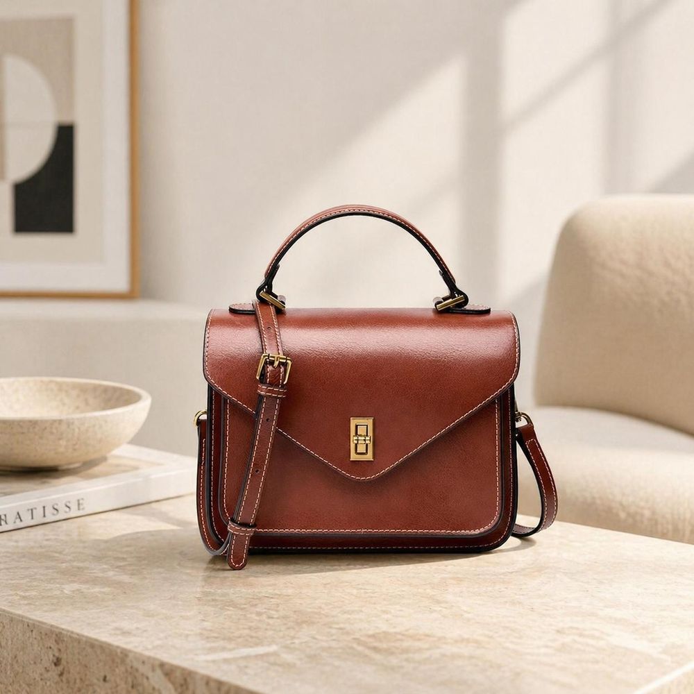 Genuine Leather Vintage Crossbody Shoulder Bag detail photo 2