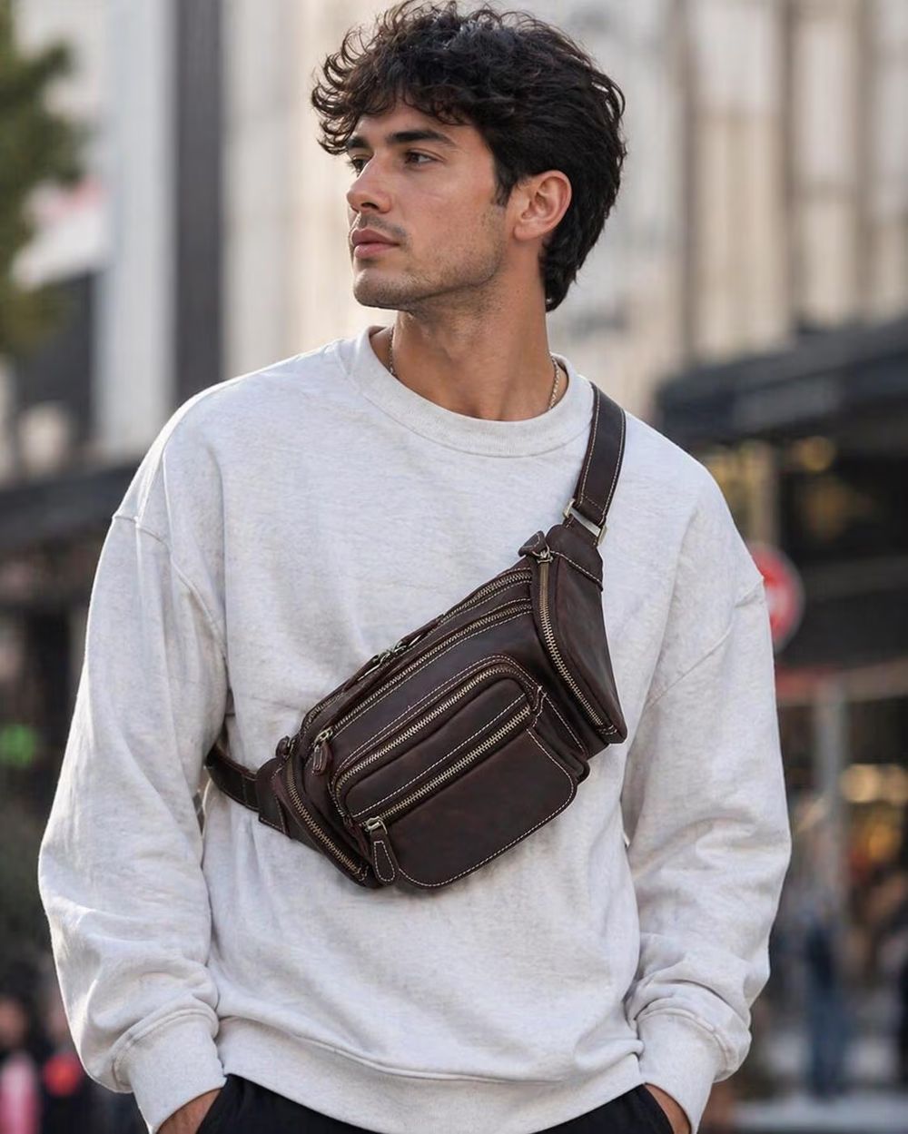 Genuine Leather Waist Bag, Cowskin Belt - Waist Bag from Tin Bucket Mercantile