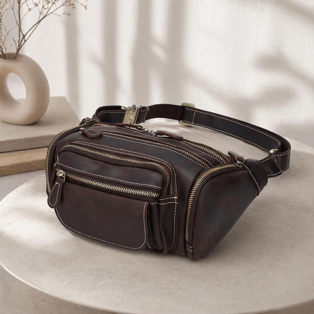 Genuine Leather Waist Bag, Cowskin Belt detail photo 2