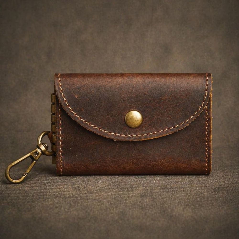 Handmade Retro Cowhide Key Wallet – Genuine - Wallet from Tin Bucket Mercantile