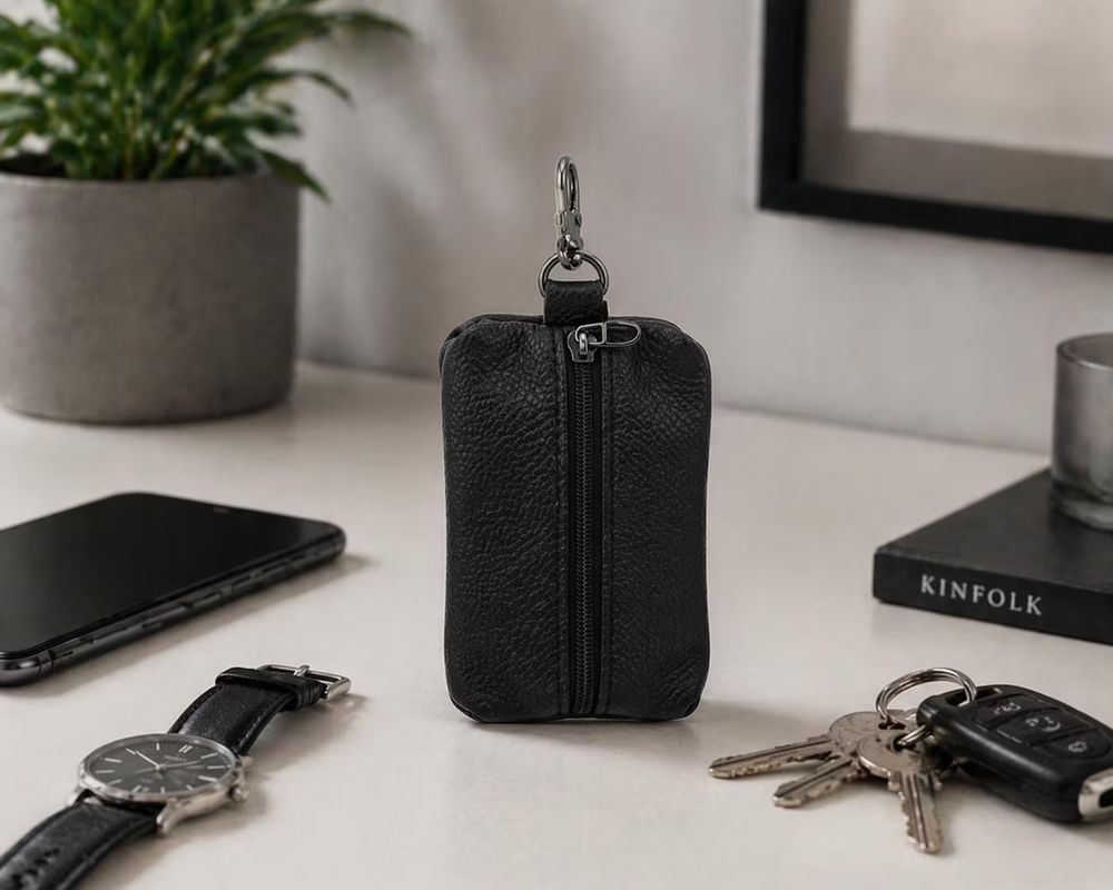 Leather Key Wallet – Short Key Holder detail photo 3