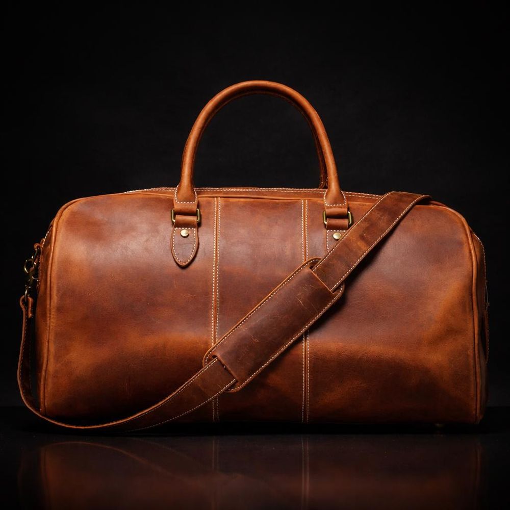 Leather Travel Tote – Crazy Horse Cowhide detail photo 2