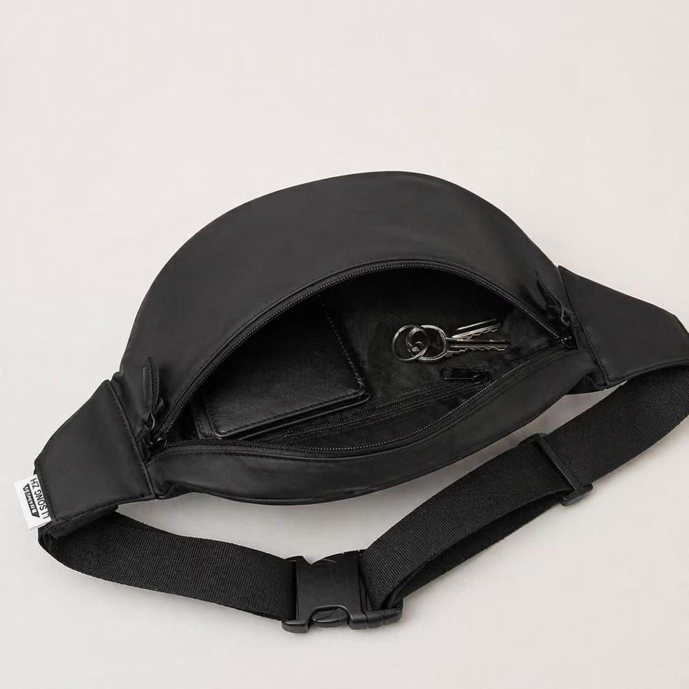 Men's Black PU Leather Sport Chest Pack detail photo 2