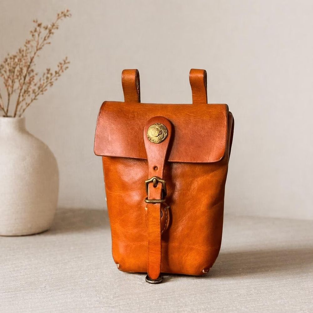 Men's Cowhide Leather Vertical Waist Bag - Waist Bag from Tin Bucket Mercantile