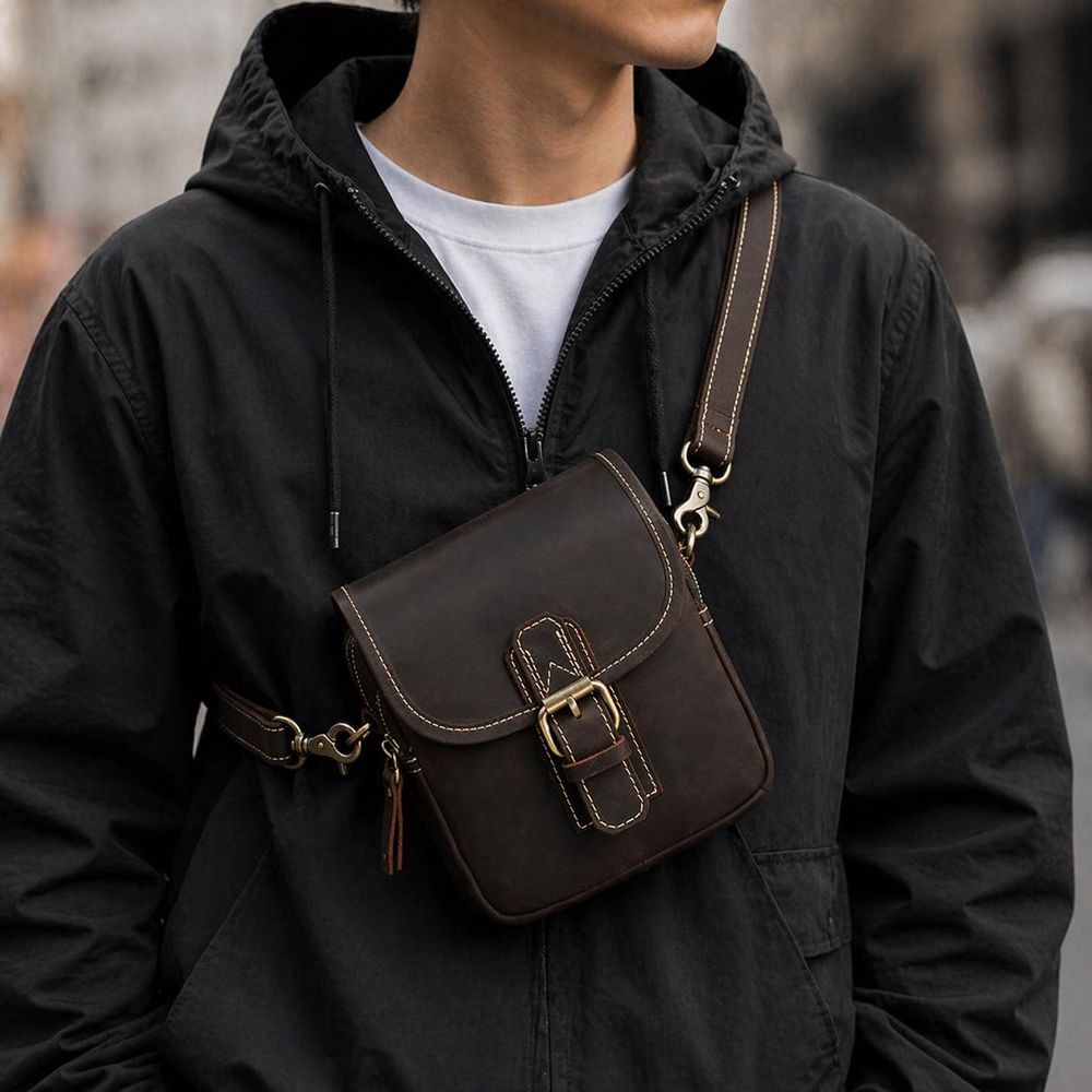 Men's Genuine Leather Crossbody Bag detail photo 4