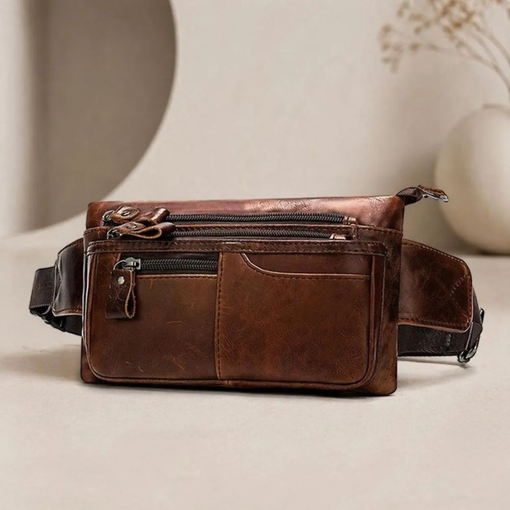 Men's Genuine Leather Waist Bag, Multi Pocket - Waist Bag from Tin Bucket Mercantile