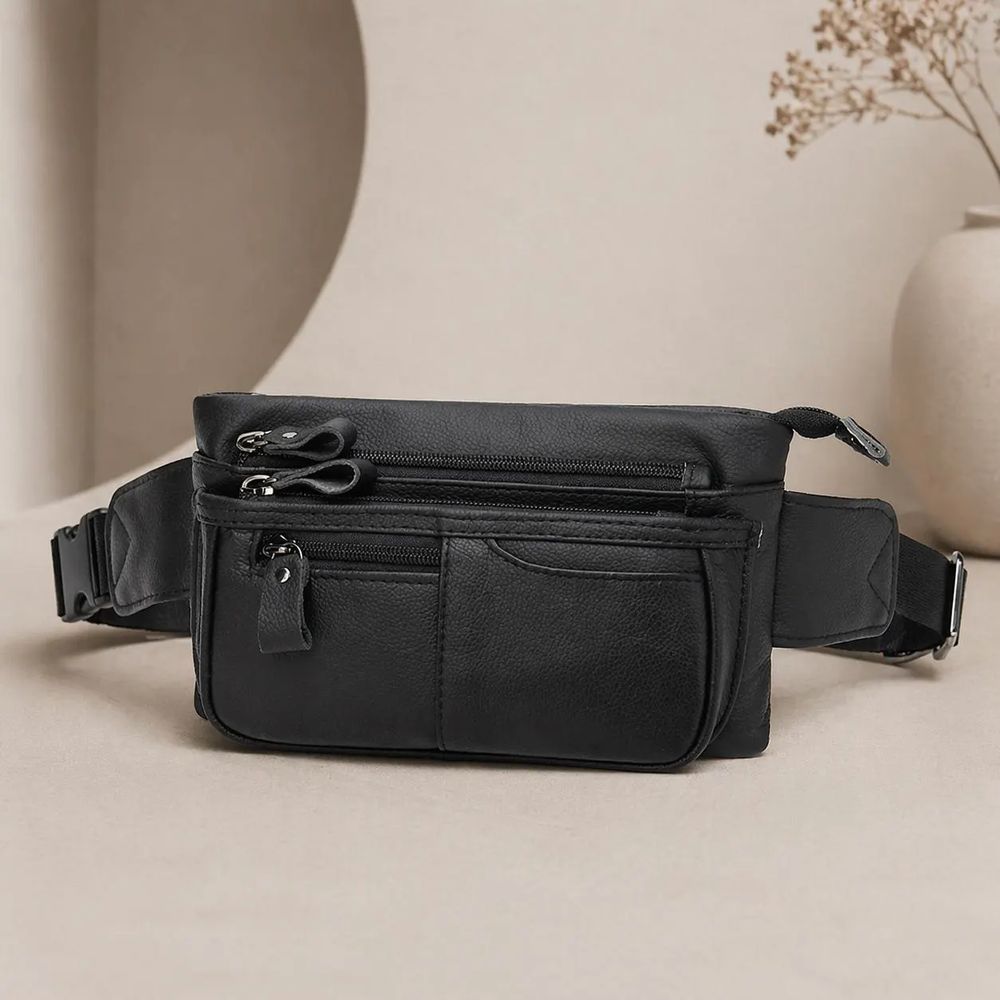 Men's Genuine Leather Waist Bag, Multi Pocket detail photo 2