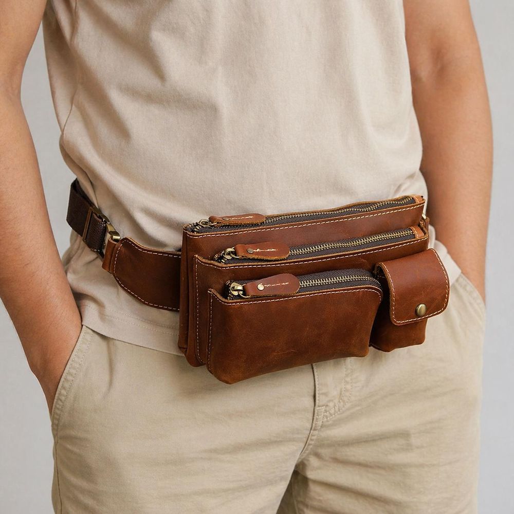 Men's Leather Waist Bag detail photo 4