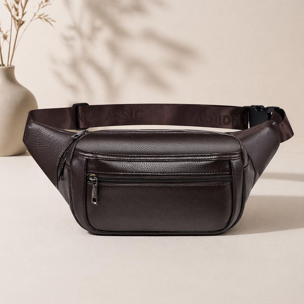 Men's PU Leather Retro Fanny Pack detail photo 2