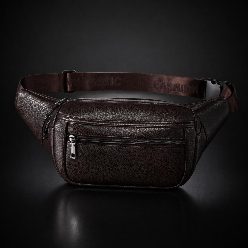 Men's PU Leather Retro Fanny Pack detail photo 4