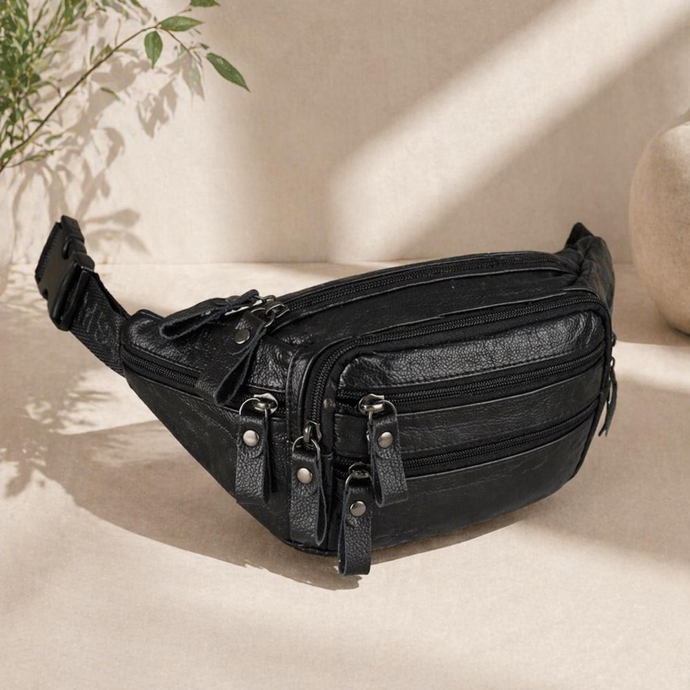 Men's PU Leather Waist Bag detail photo 2
