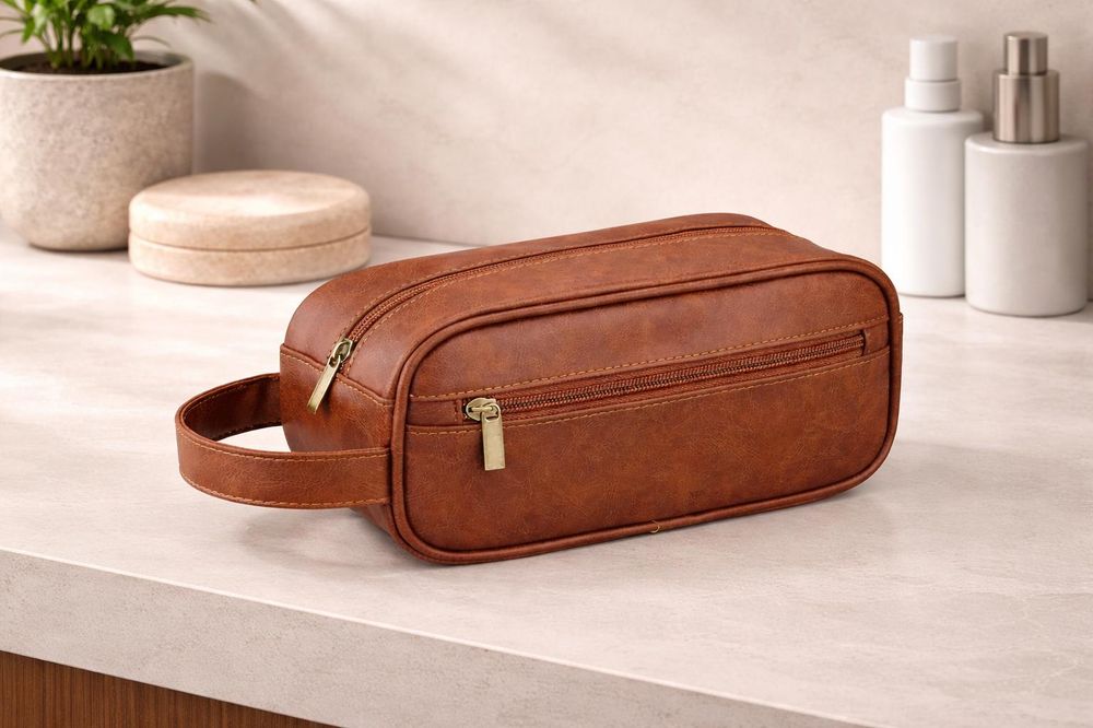 Men's PU Leather Wash Bag - Travel detail photo 2