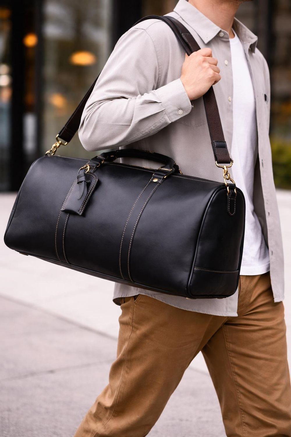 Men's Retro Leather Travel Bag – First detail photo 2