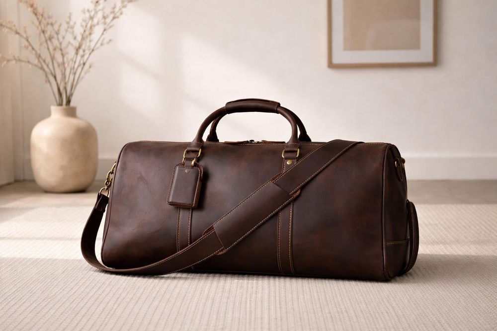 Men's Retro Leather Travel Bag – First detail photo 3