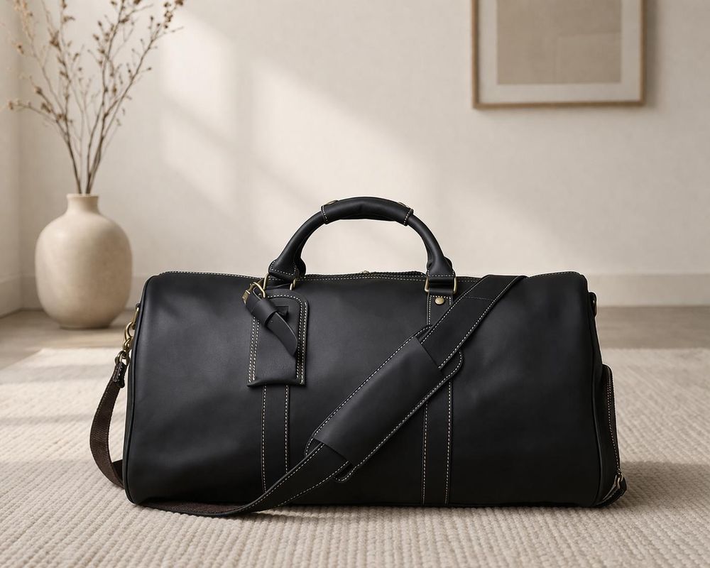 Men's Retro Leather Travel Bag – First detail photo 4