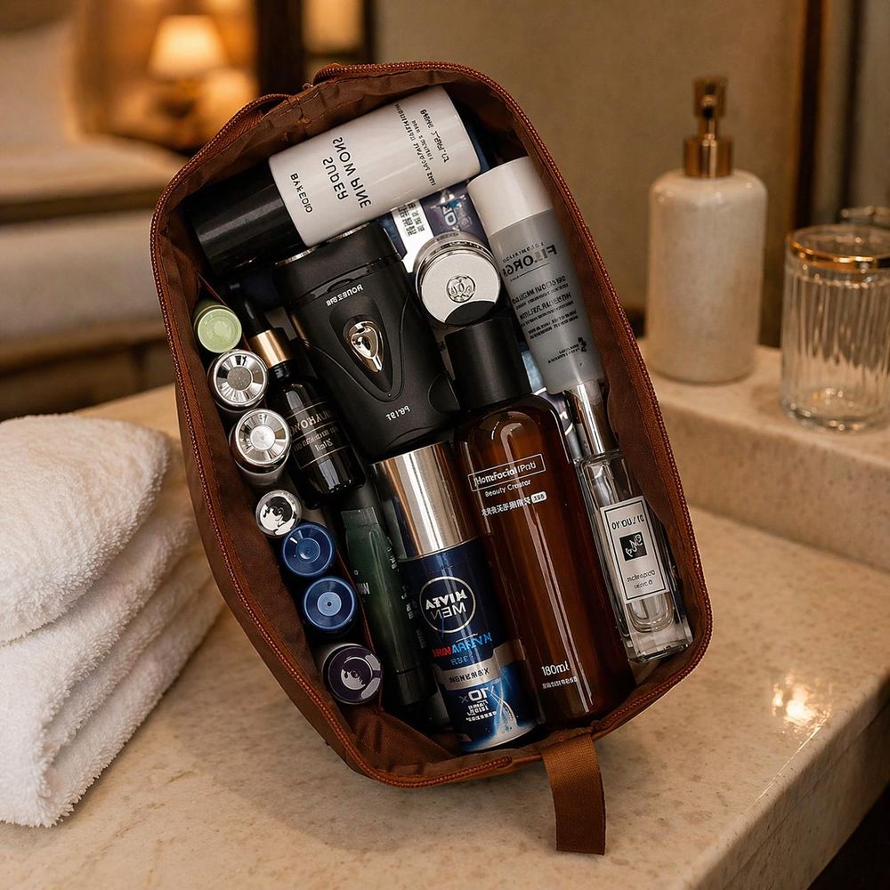 Men Travel Wash Bag – PU Leather detail photo 3