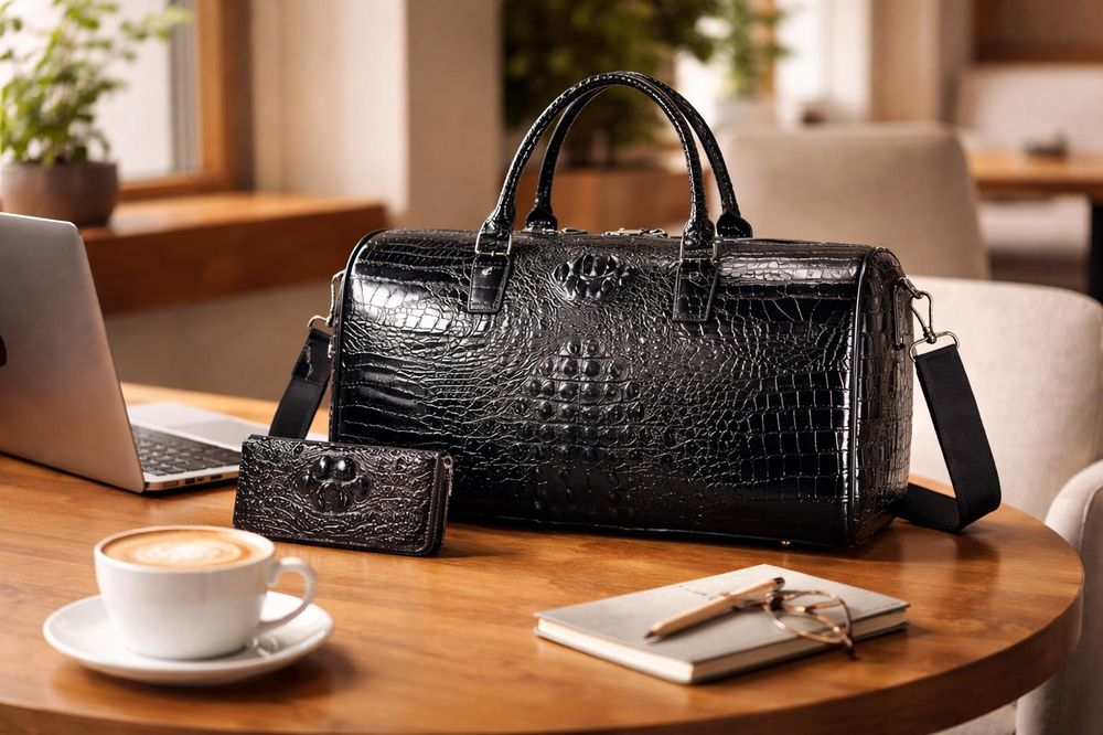 Men’s Luxury Alligator Leather Travel Bag – detail photo 2
