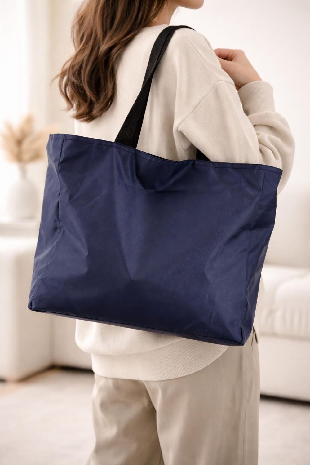 Polyester Oxford Shopping Bags – Zipper Large detail photo 3