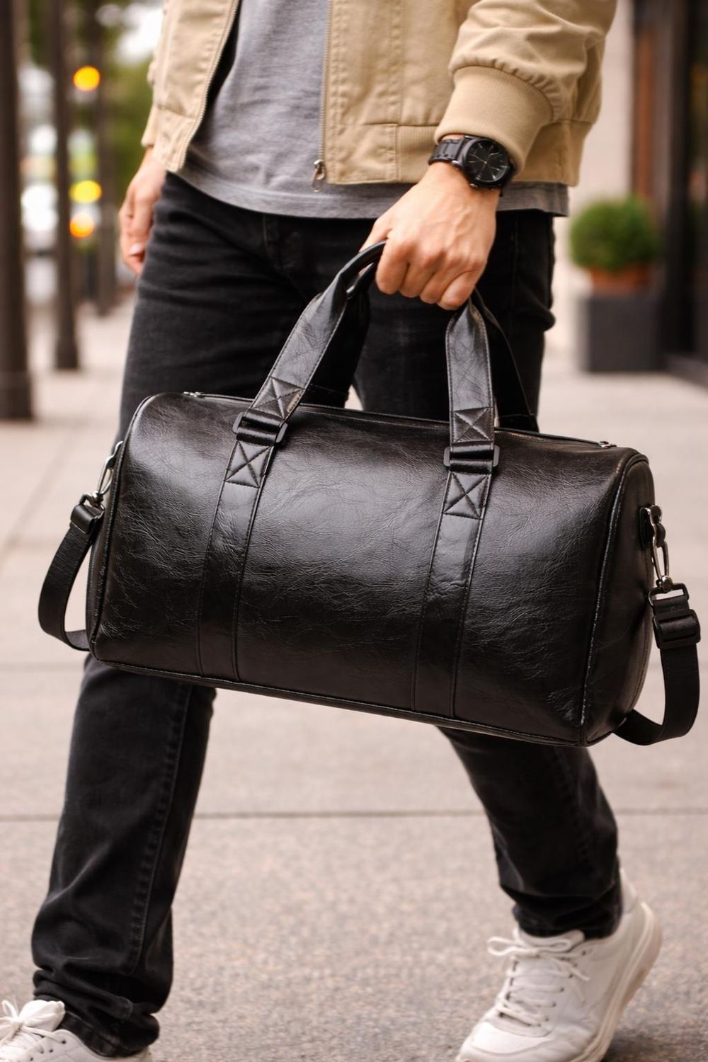 PU Leather Waterproof Fitness Bag – Training detail photo 4