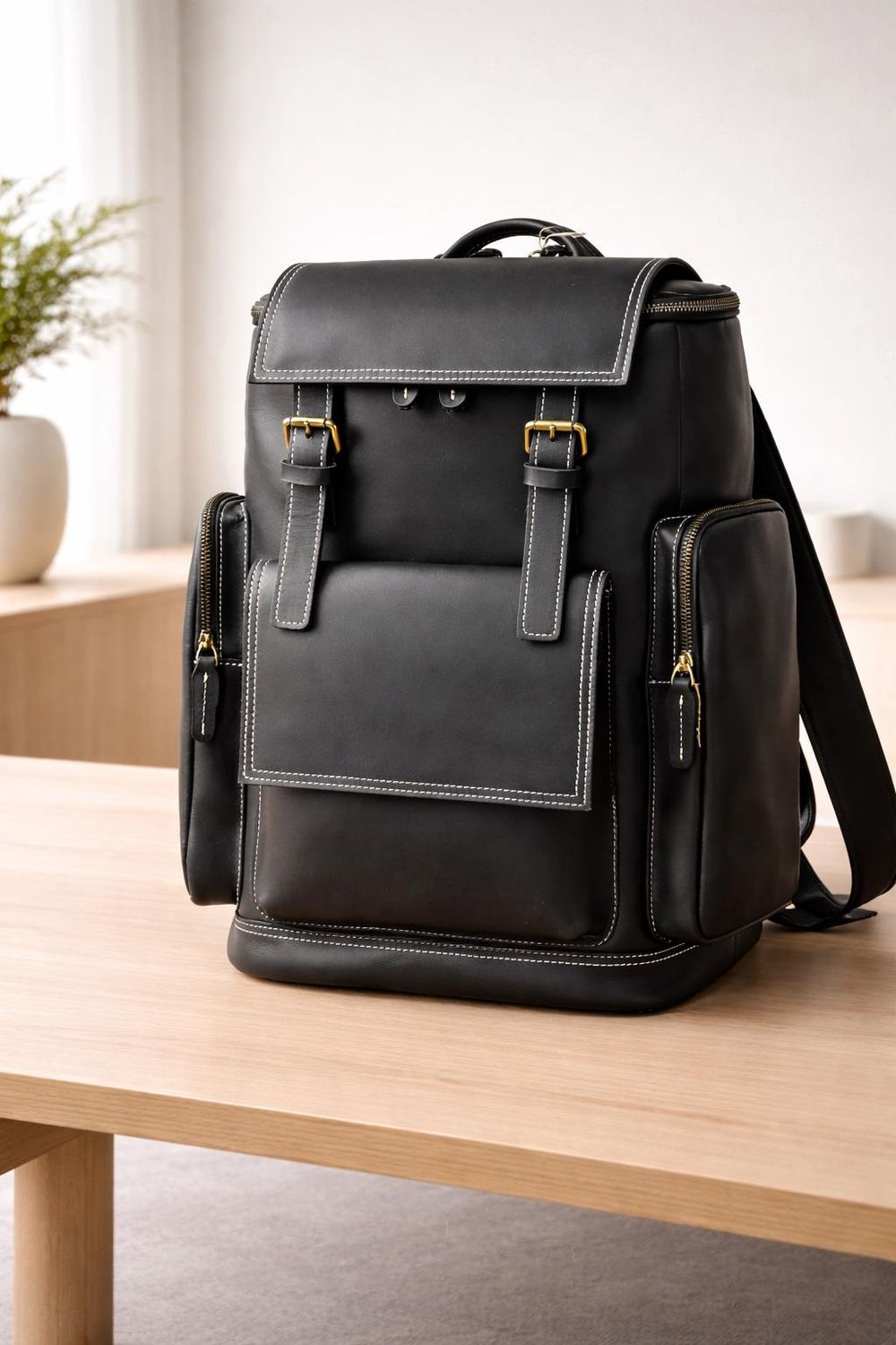 Retro Crazy Horse Leather Men’s Backpack - Backpack from Tin Bucket Mercantile