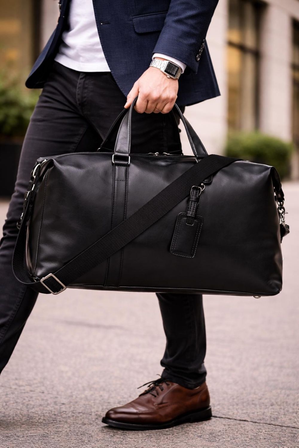 Soft Cowhide Leather Travel Duffel Bag – detail photo 3