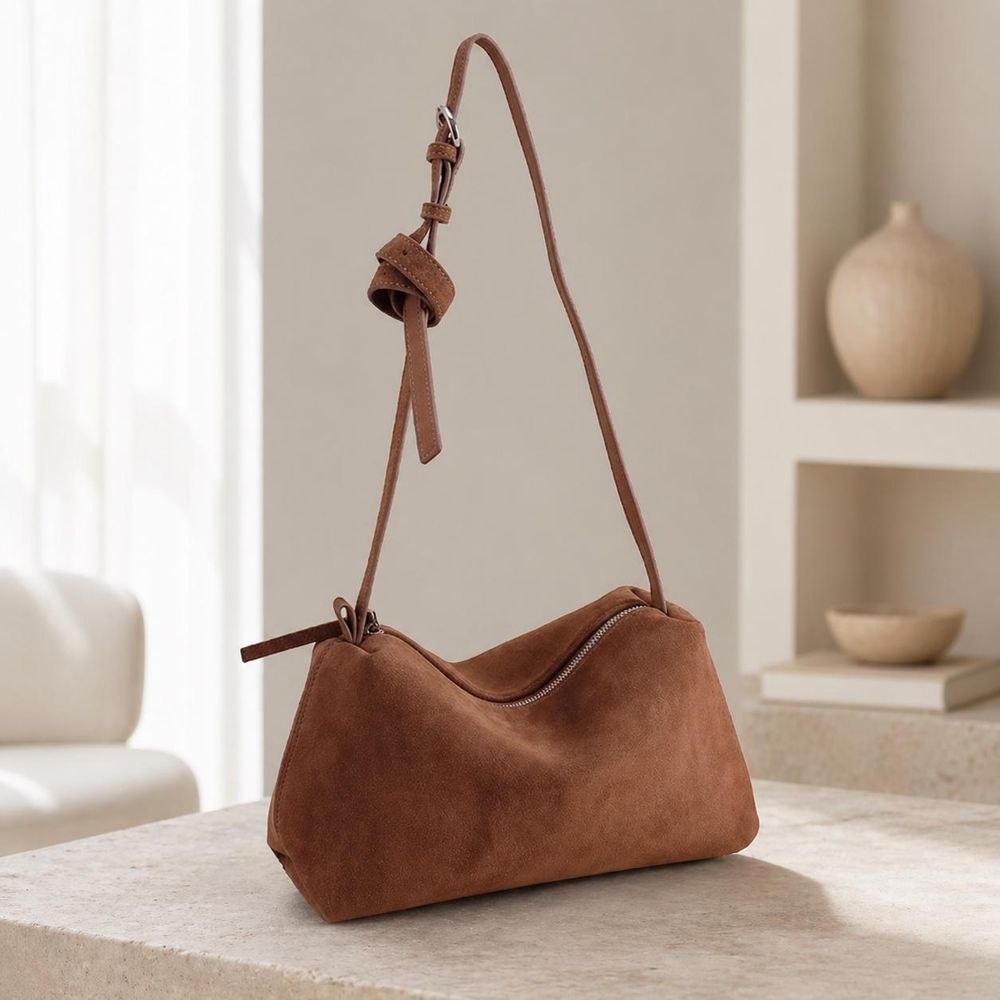 Thick Suede Cowhide Crossbody Bag - Shoulder Bag from Tin Bucket Mercantile