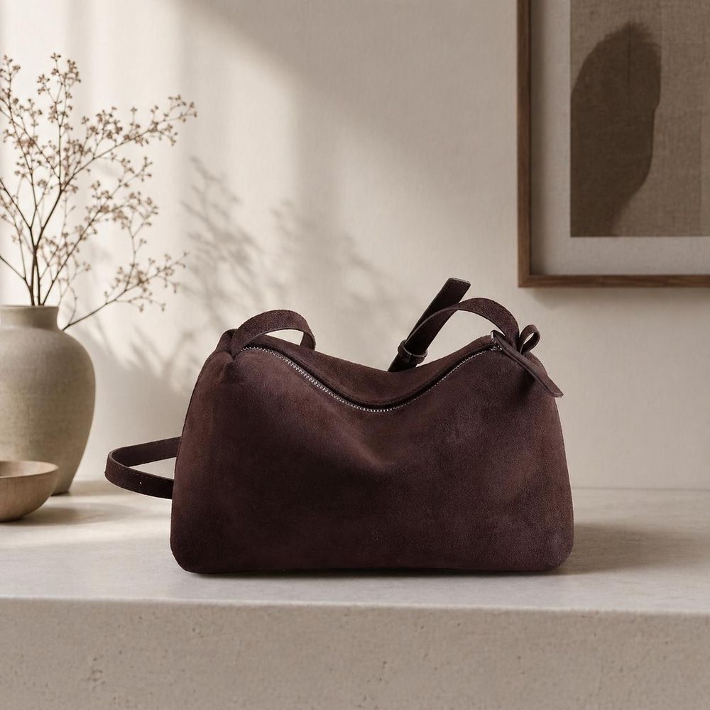 Thick Suede Cowhide Crossbody Bag detail photo 2