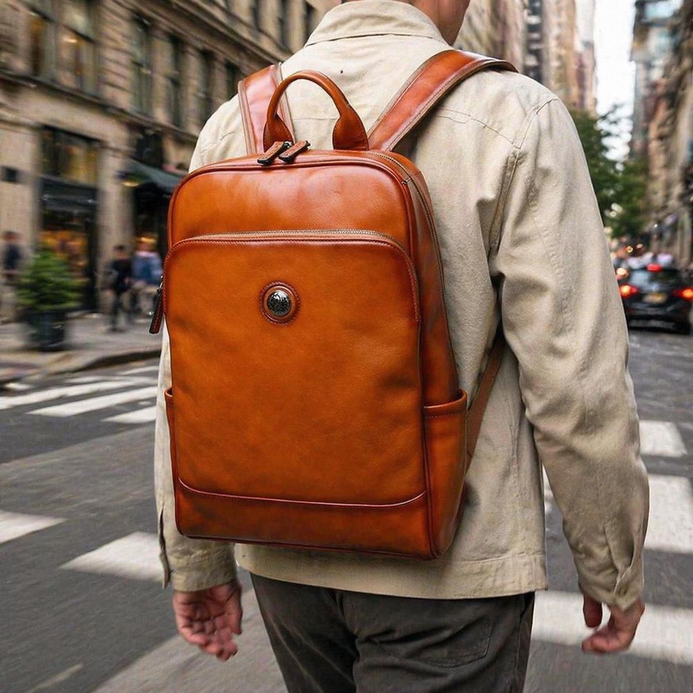 Vegetable Tanned Cowhide Shoulder Backpack – Men’s detail photo 4